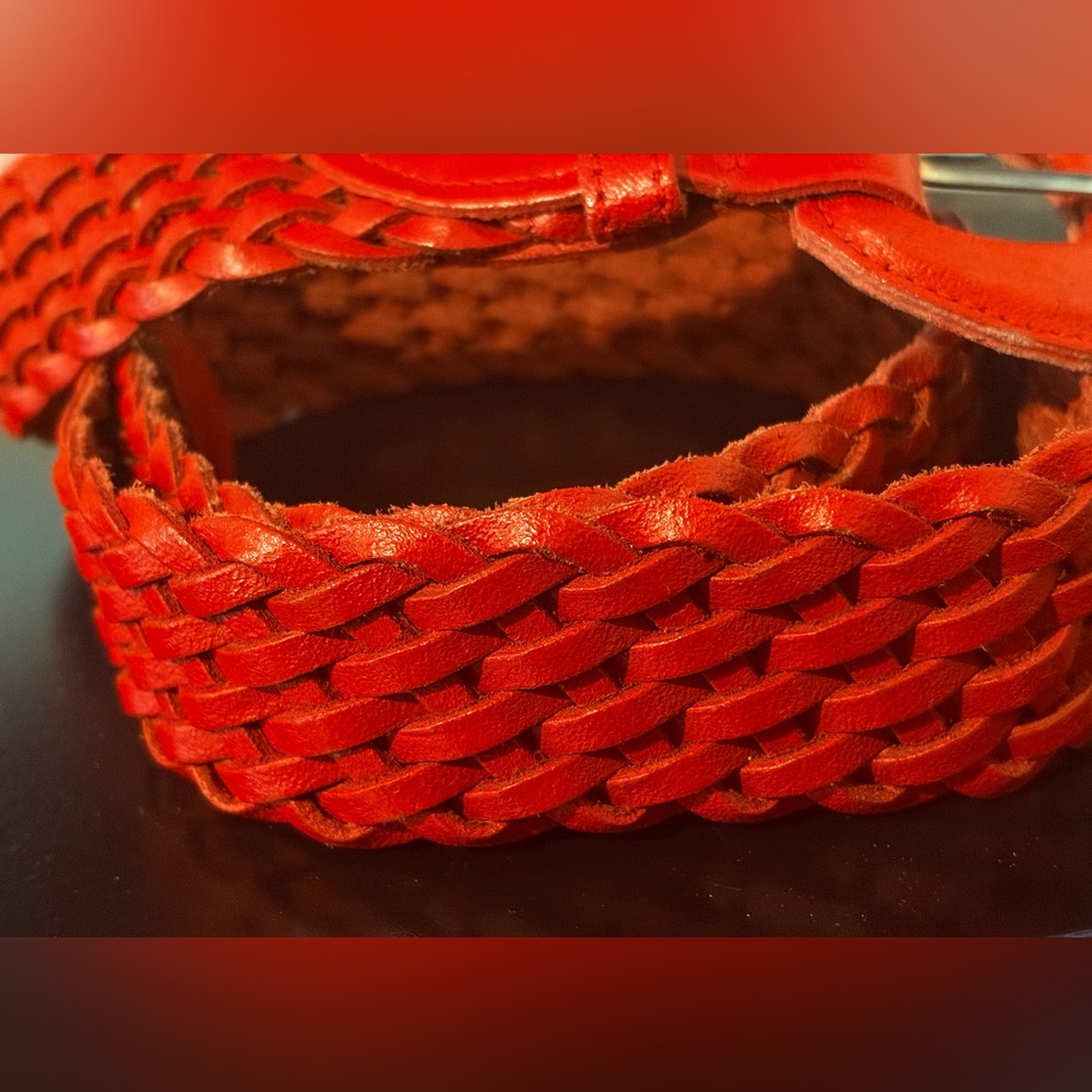 Vintage Capezio Red Braided Leather Belt;Size:M/L - Picture 5 of 9